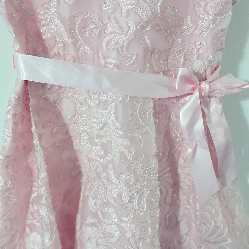 Monsoon dress party dress shimmery fabric, lined, belt & bow size 11